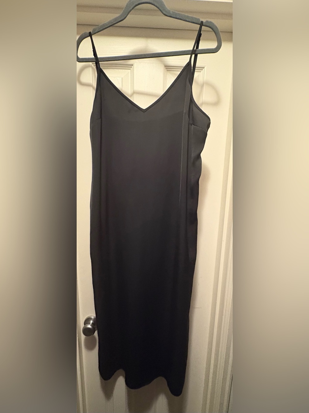 Classic Black faux Satin Slip Dress